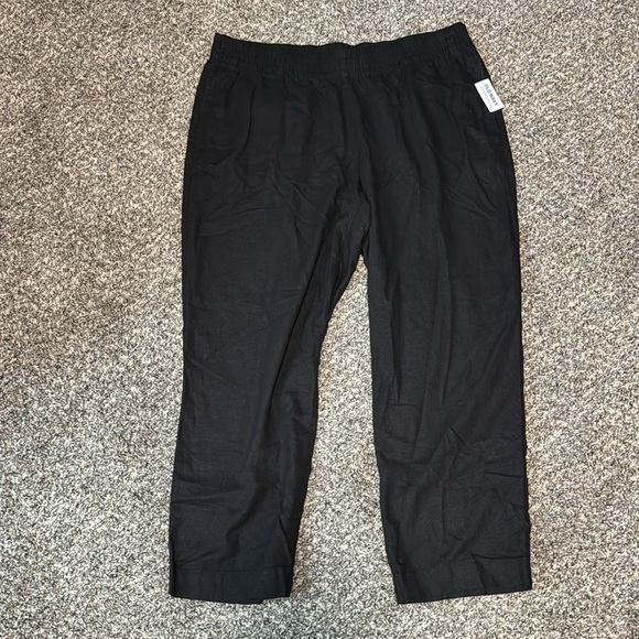 NWT!  Old Navy Black High-Waisted Linen-Blend Straight Ankle Pants - Multiple 🔹 - Picture 9 of 10